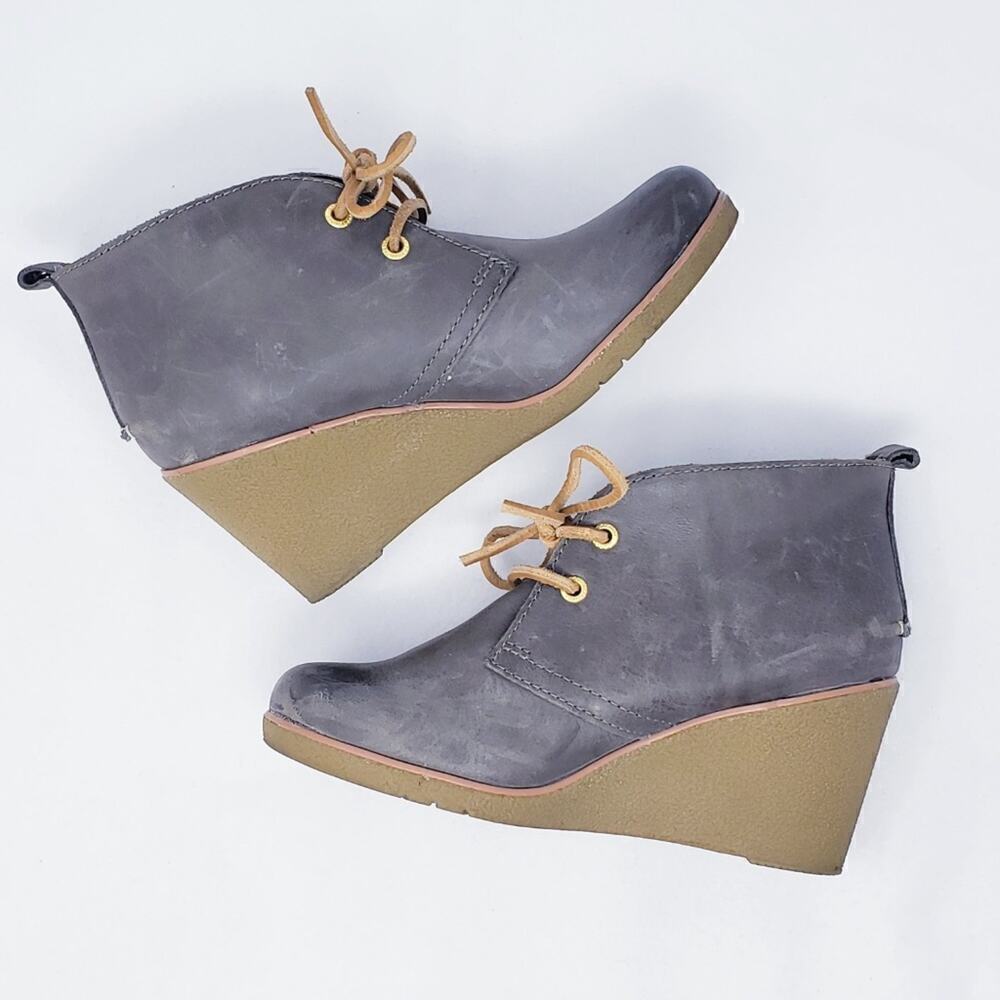 Sperry Top-sider Harlow Wedge Leather Ankle Bootie Boots Heel Fall Size 6.5 - Picture 3 of 9